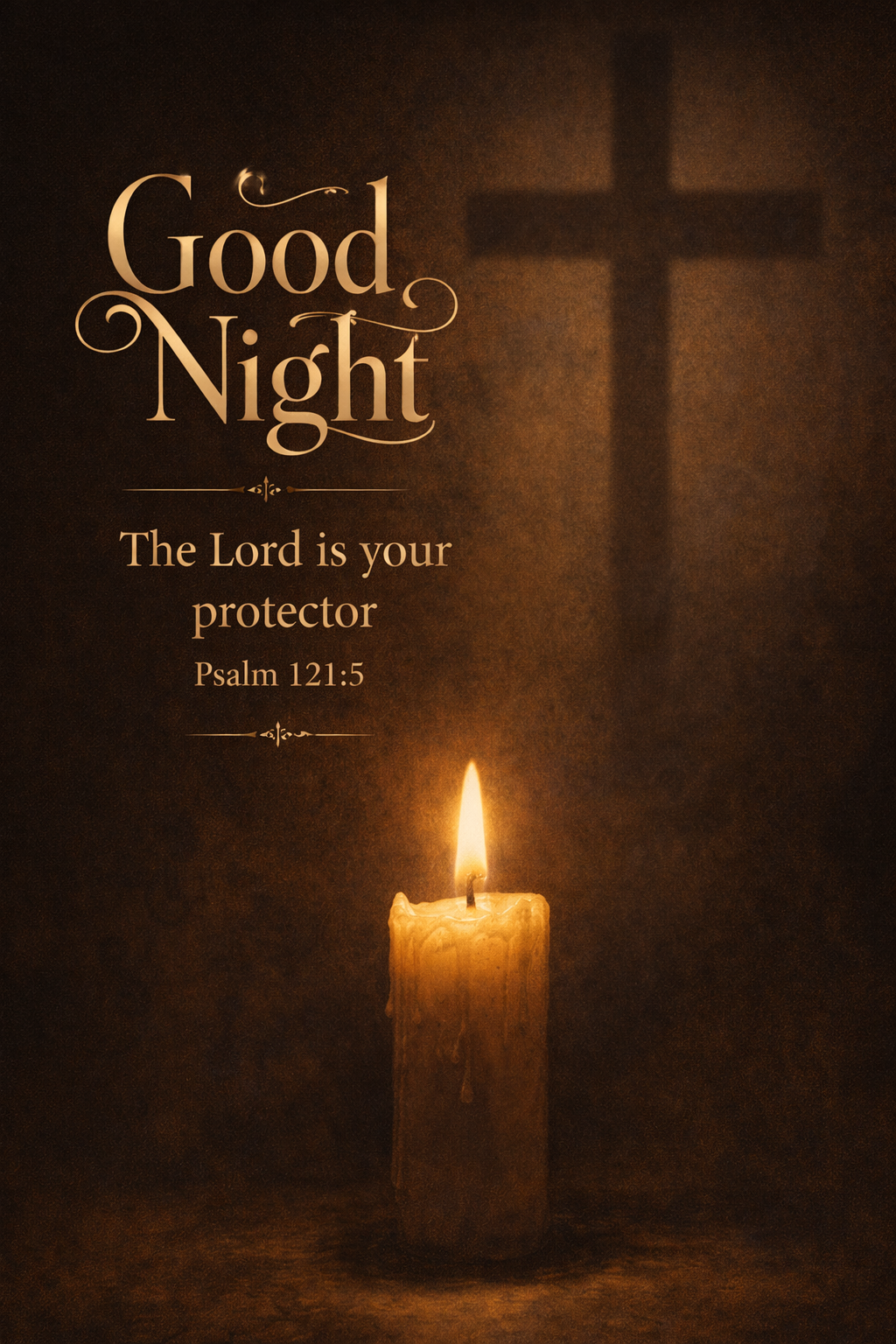 Good Night Christian -- Candle Cross Shadow Blessing Vertical Wallpaper